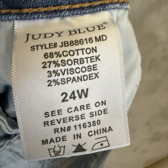 Judy Blue Jeans Women 24W Plus Stretch Blue Denim Two Button JB88616 - Picture 7 of 7